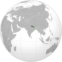 Nepal in Globe. Source: wikipedia